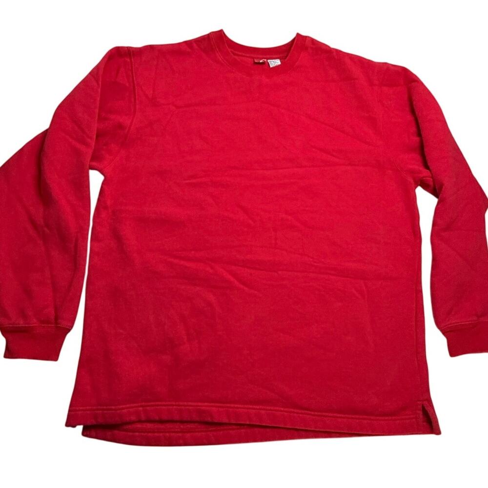 Vintage 90s Marlboro Star Logo Blank Pullover Sweatshirt Solid Red Men's Large